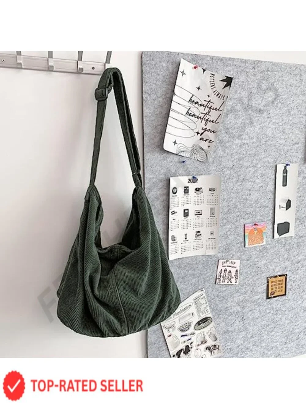 Corduroy Tote Bag Women's Shoulder Handbag Hobo Large Capacity Work Shopping